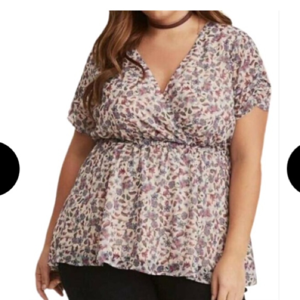 Torrid Disty Floral Short Sleeve